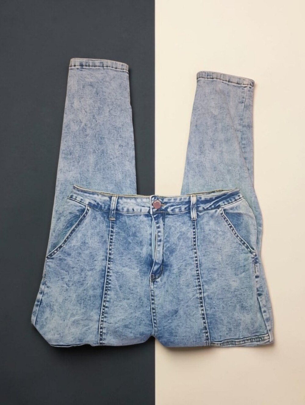 Bamboo Women's Blue Acid Wash Denim Skinny Jeans 5-Pocket Pockets Size 15/16